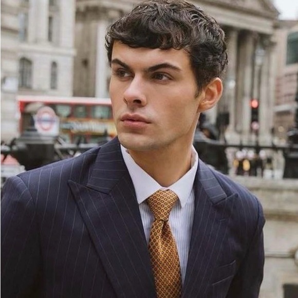 100% Italian Wool Navy Pinstripe Men's Blazer